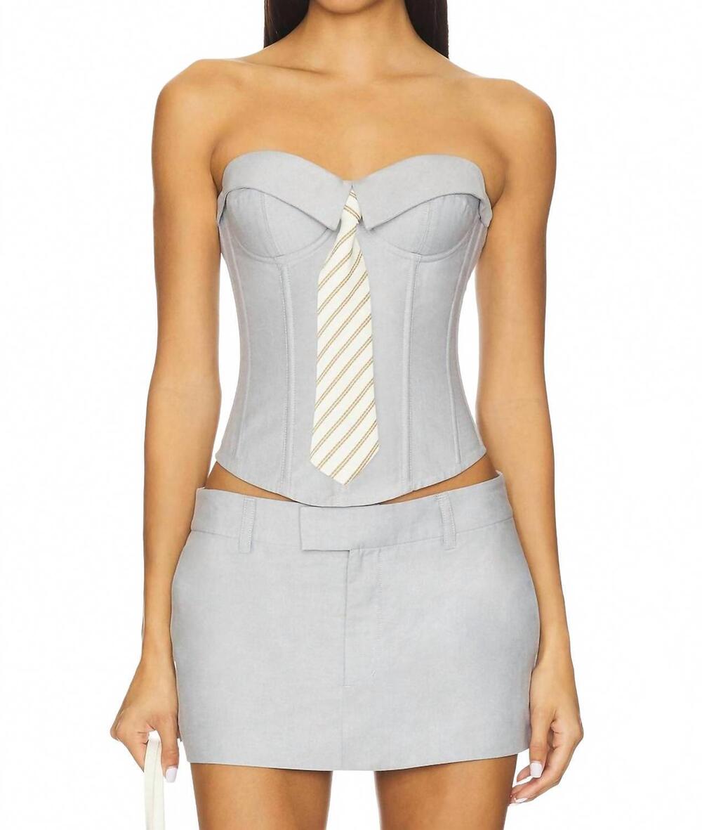NEW GUIZIO chrys oxford corset blouse in grey